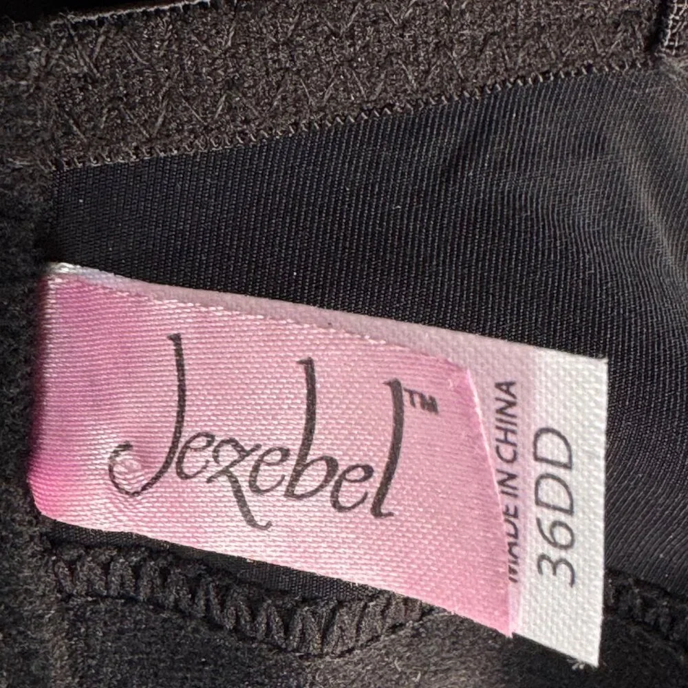 Black Sexy Strappy Padded Underwire Bra 36DD By Jezebel New - Picture 2 of 11